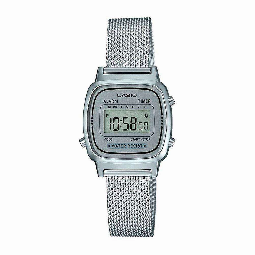 Casio LA670WEM-7DF Silver Mesh Watch for Women