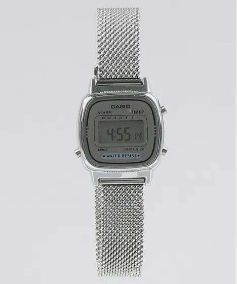Casio LA670WEM-7DF Silver Mesh Watch for Women