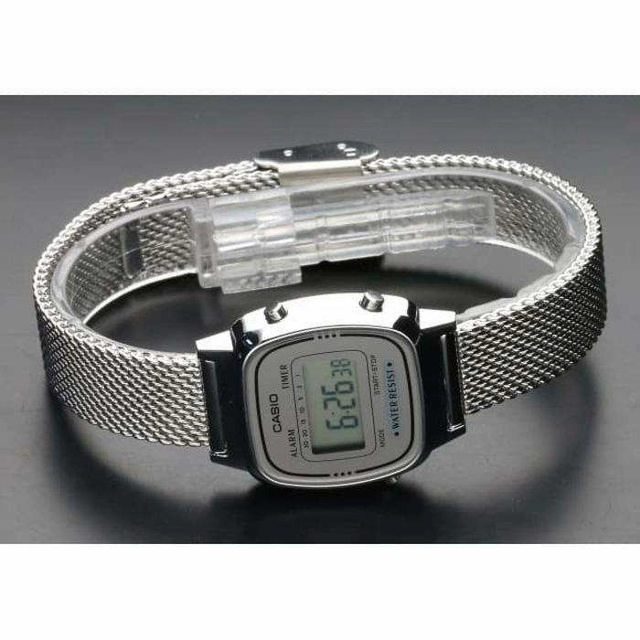 Casio LA670WEM-7DF Silver Mesh Watch for Women