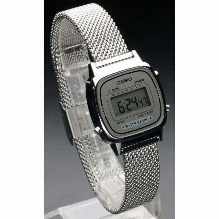 Casio LA670WEM-7DF Silver Mesh Watch for Women