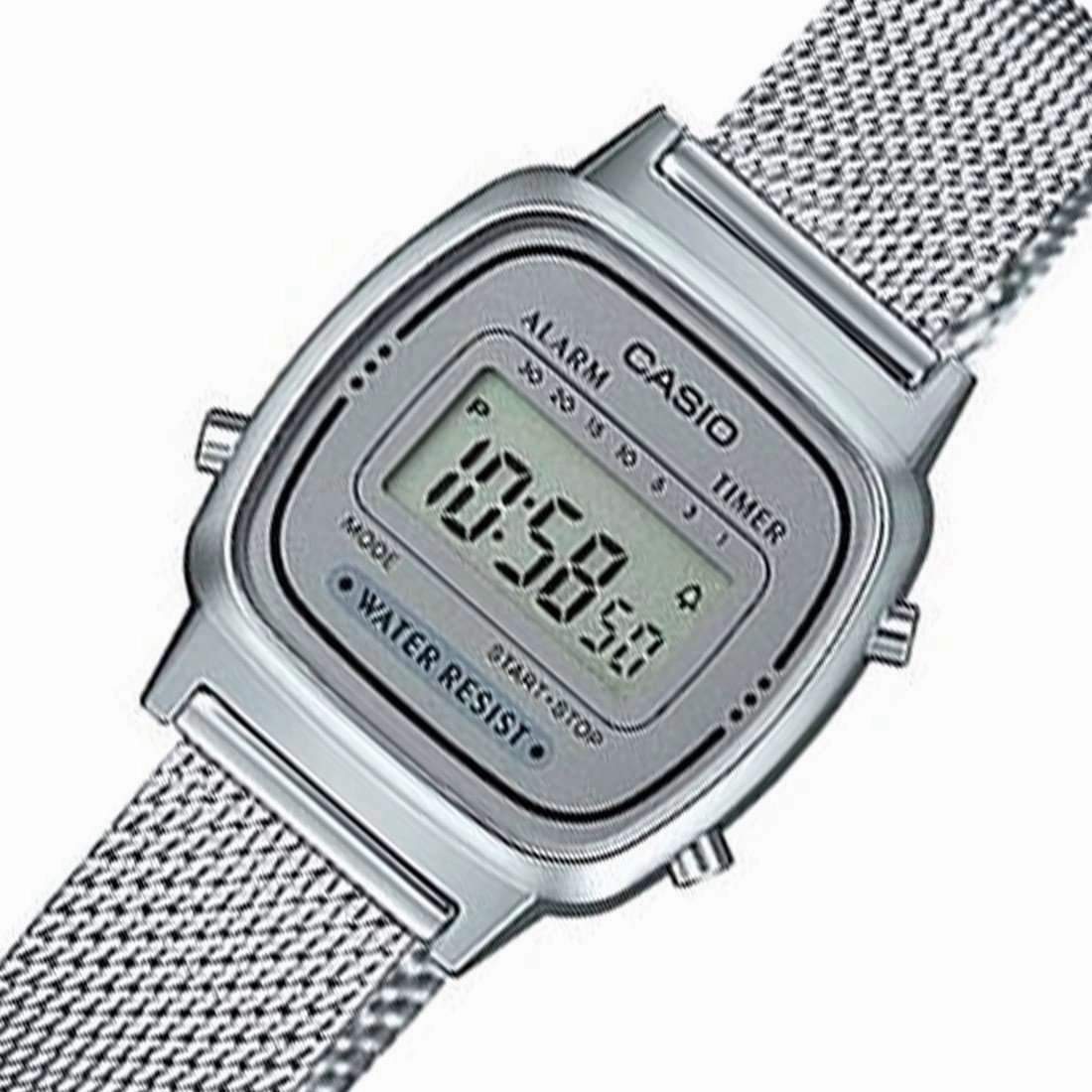 Casio LA670WEM-7DF Silver Mesh Watch for Women