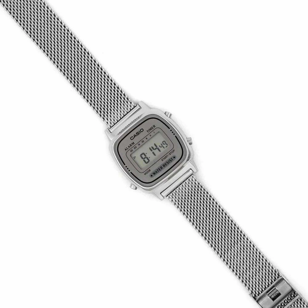 Casio LA670WEM-7DF Silver Mesh Watch for Women