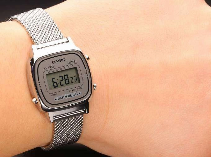 Casio LA670WEM-7DF Silver Mesh Watch for Women