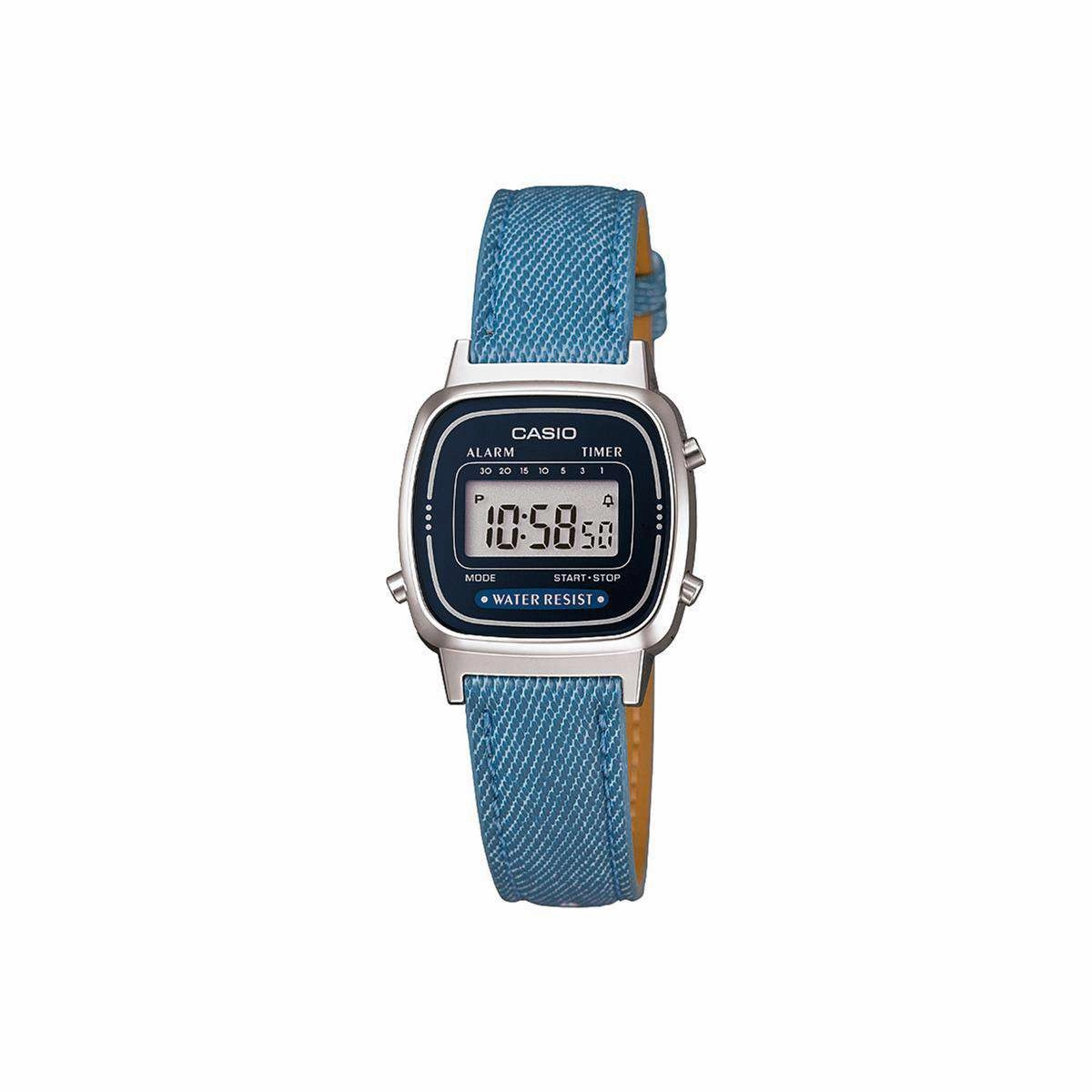Casio LA670WL-2A2DF Light Blue Leather Denim Watch for Women