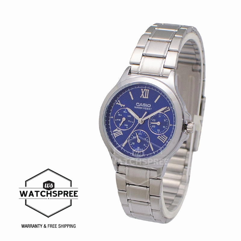 Casio Ladies' Multi-Hands Silver Stainless Steel Band Watch LTPV300D-2A2 LTP-V300D-2A2