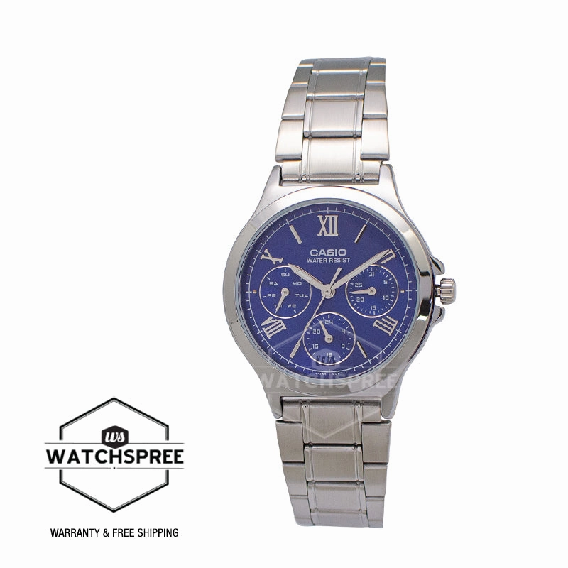 Casio Ladies' Multi-Hands Silver Stainless Steel Band Watch LTPV300D-2A2 LTP-V300D-2A2