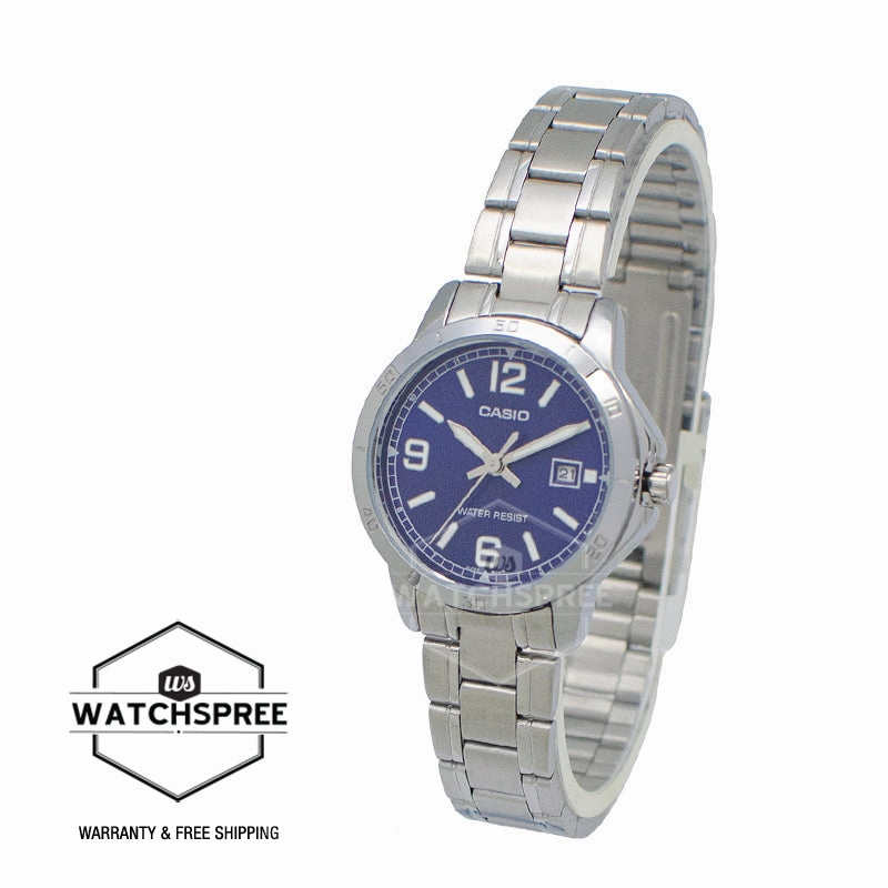 Casio Ladies' Standard Analog Silver Stainless Steel Band Watch LTPV004D-2B LTP-V004D-2B