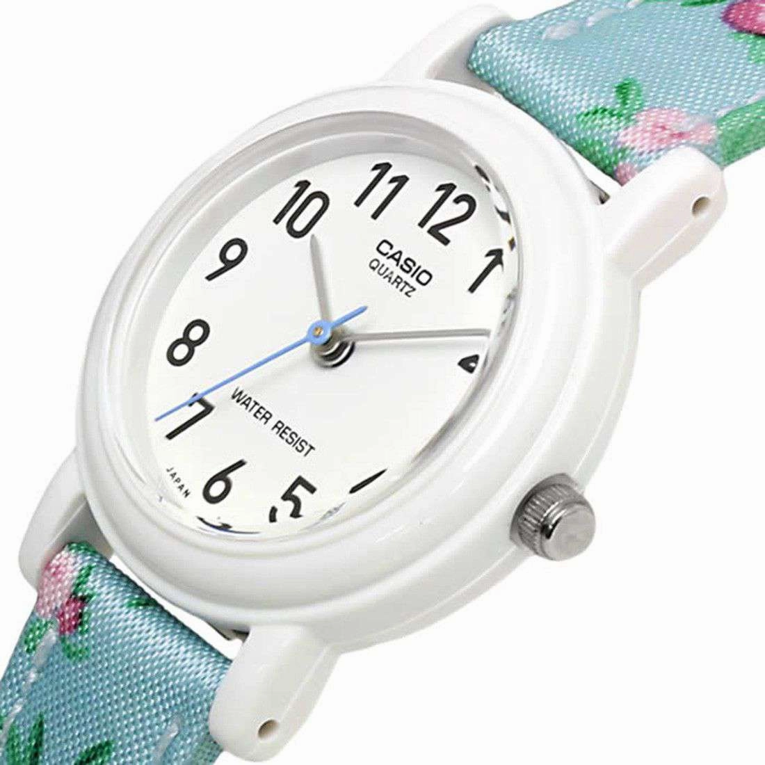 Casio LQ-139LB-2B2 Blue Floral Leather Strap for Women