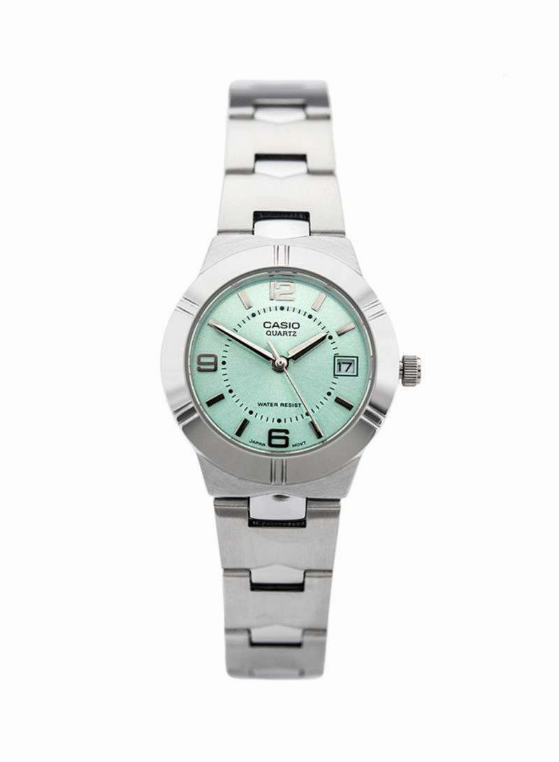 Casio LTP-1241D-3ADF Silver/Green Stainless Steel Strap Watch for Women