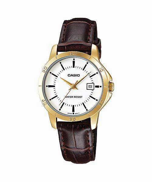 Casio LTP-V004GL-7A Brown Leather Strap Watch for Women