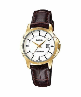 Casio LTP-V004GL-7A Brown Leather Strap Watch for Women