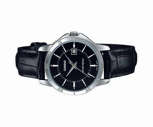 Casio LTP-V004L-1A Black Leather Strap Watch for Women