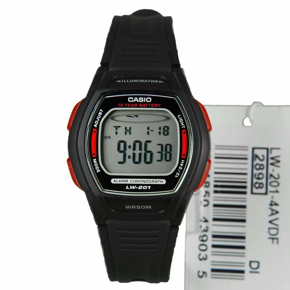 Casio LW-201-4AVDF Digital Black Silicone Strap Watch for Women