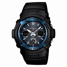 Casio Men's Ana-Digi Watch - G-Shock World Time Black Resin Strap Dive | AWGM100A-1A