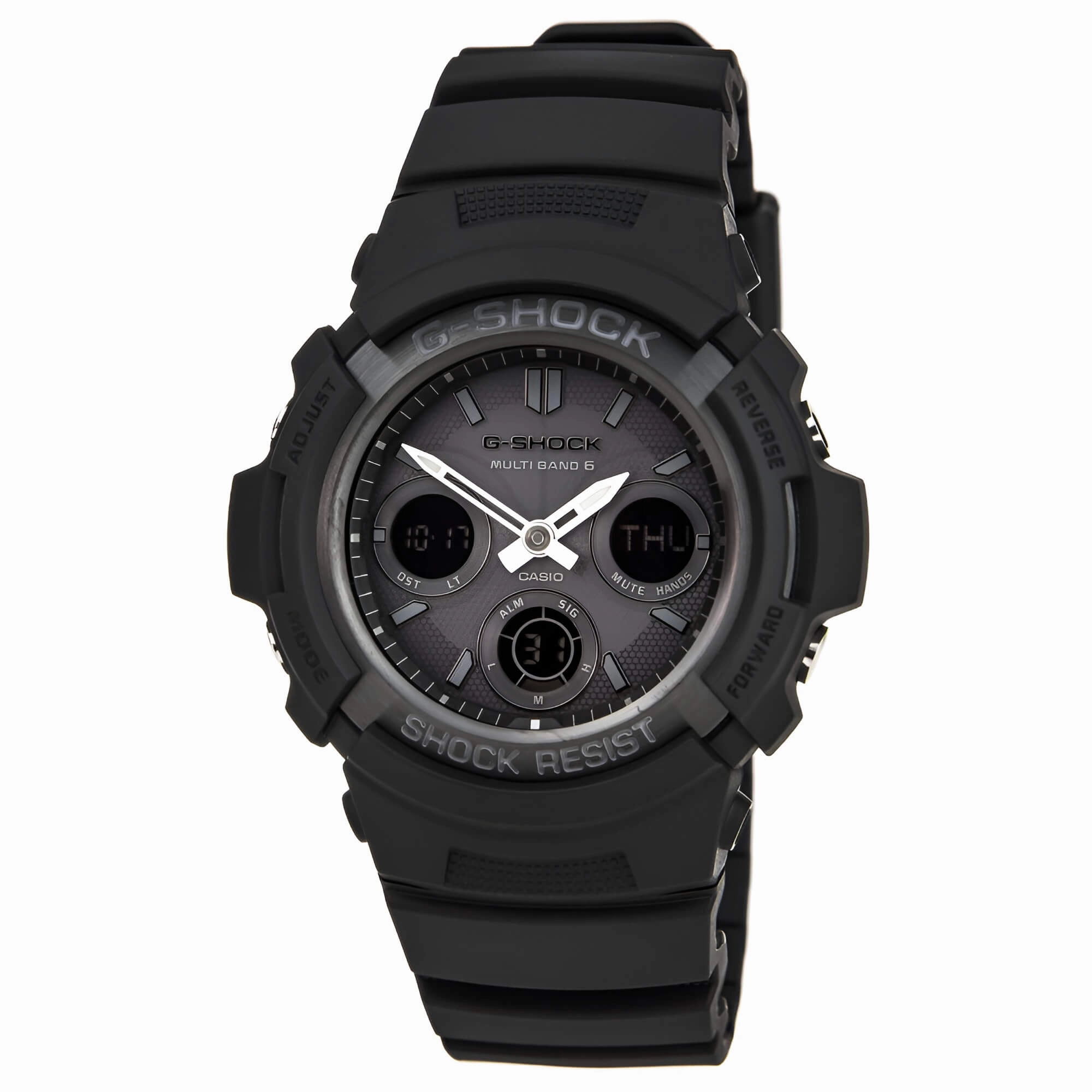Casio Men's Ana-Digital Atomic Quartz G-Shock Black Dial Black Resin Watch | AWGM100B-1A