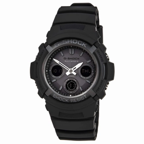 Casio Men's Ana-Digital Atomic Quartz G-Shock Black Dial Black Resin Watch | AWGM100B-1A