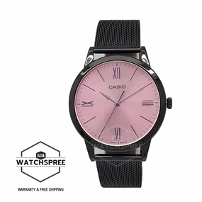 Casio Men's Analog Black Ion Plated Stainless Steel Mesh Band Watch MTPE600MB-4B MTP-E600MB-4B
