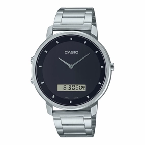 Casio Men's Analog-Digital Dual Time Stainless Steel Band Watch MTPB200D-1E MTP-B200D-1E