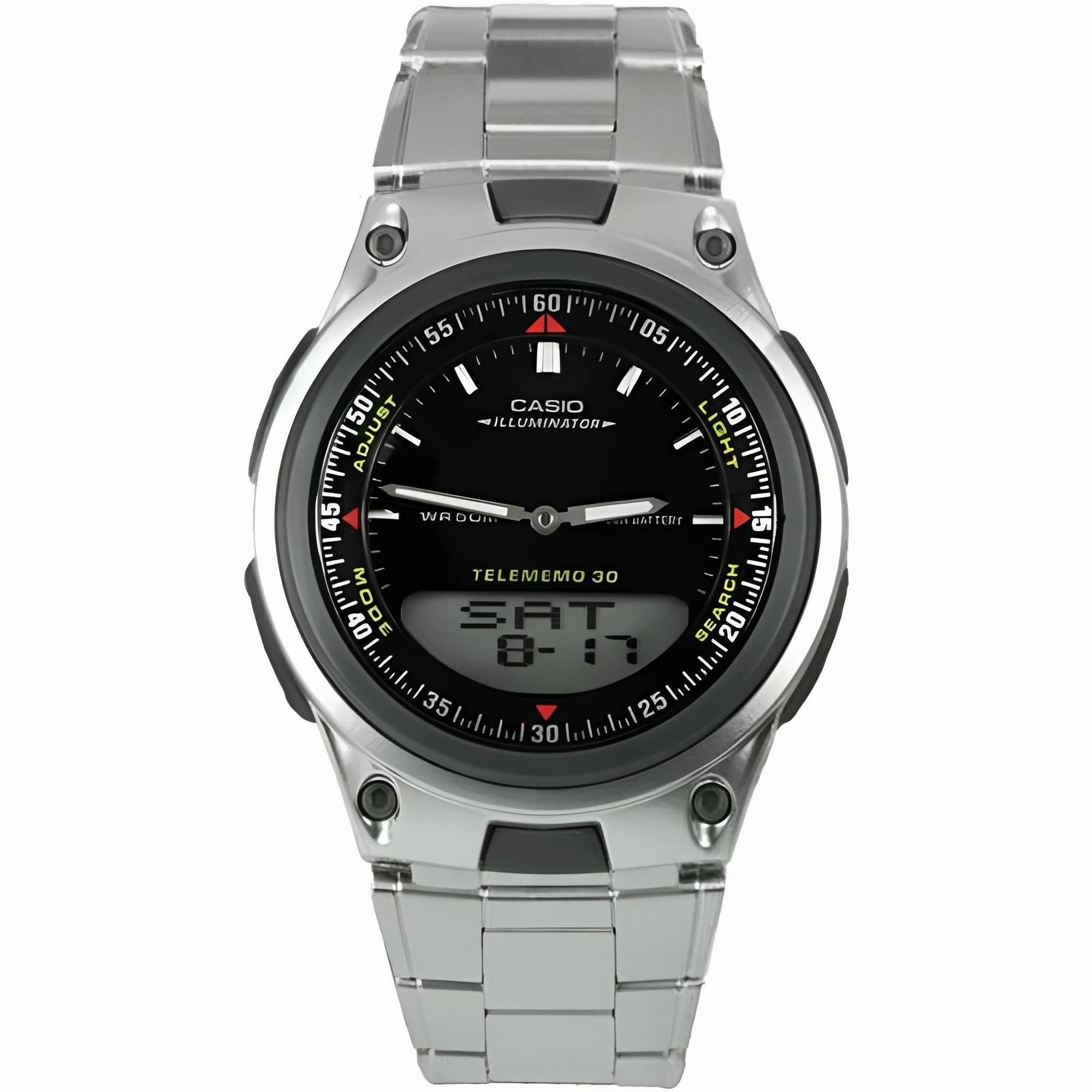 Casio Men's Analog-Digital Watch - World time Stainless Steel Bracelet | AW-80D-1A