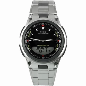 Casio Men's Analog-Digital Watch - World time Stainless Steel Bracelet | AW-80D-1A