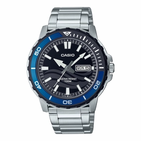 Casio Men's Analog Sporty Stainless Steel Band Watch MTD125D-1A2 MTD-125D-1A2