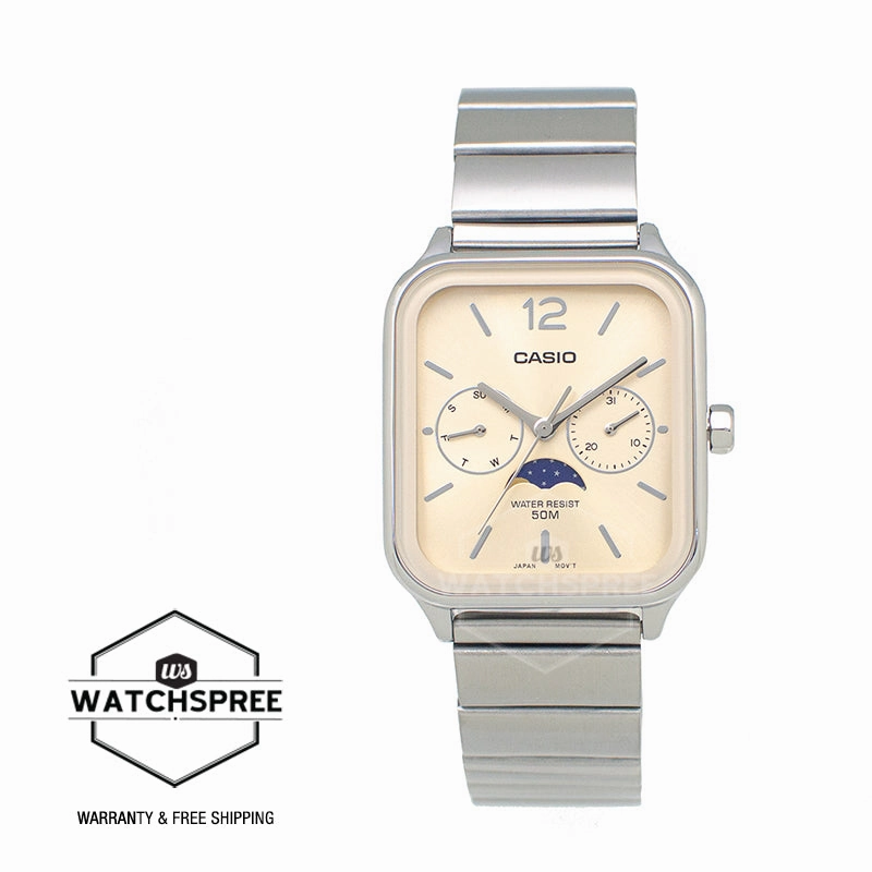 Casio Men's Analog Square Dial Stainless Steel Band Watch MTPM305D-9A MTP-M305D-9A