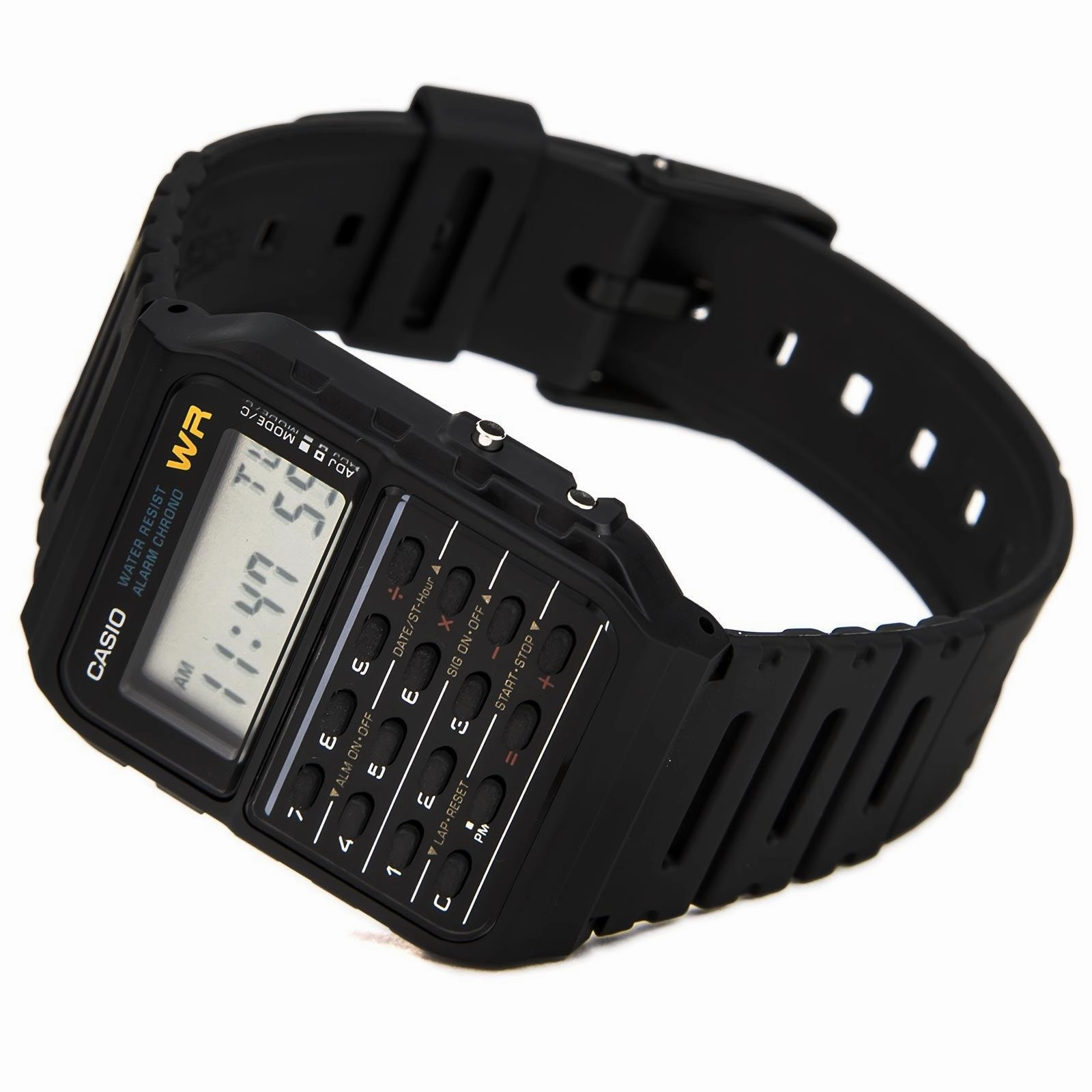 Casio Men's Databank Black Dial Rubber Strap Calculator Chrono Watch | CA53W-1