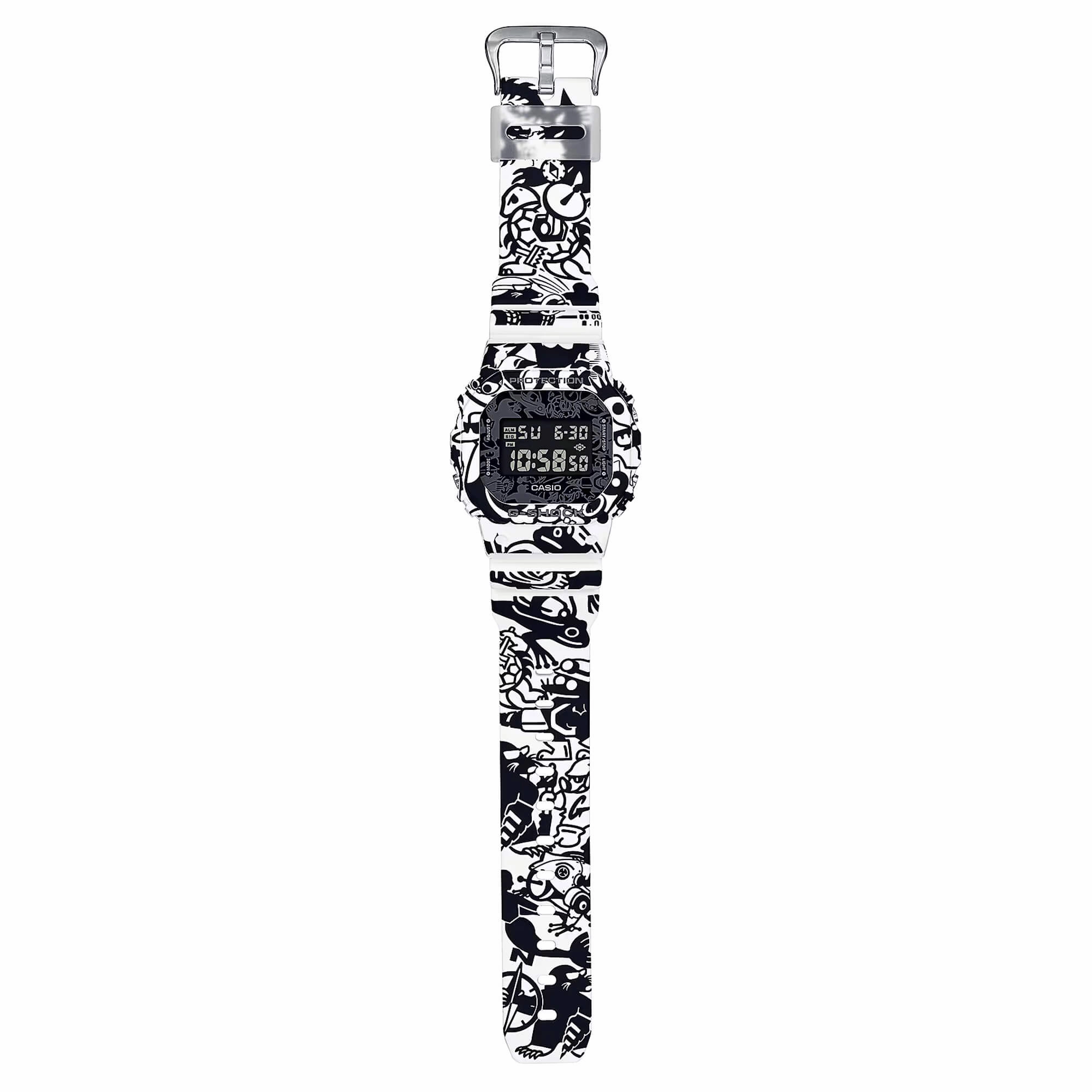 Casio Men's Digital Watch - G-Shock G-Universe Black and White Strap | DW-5600GU-7CR