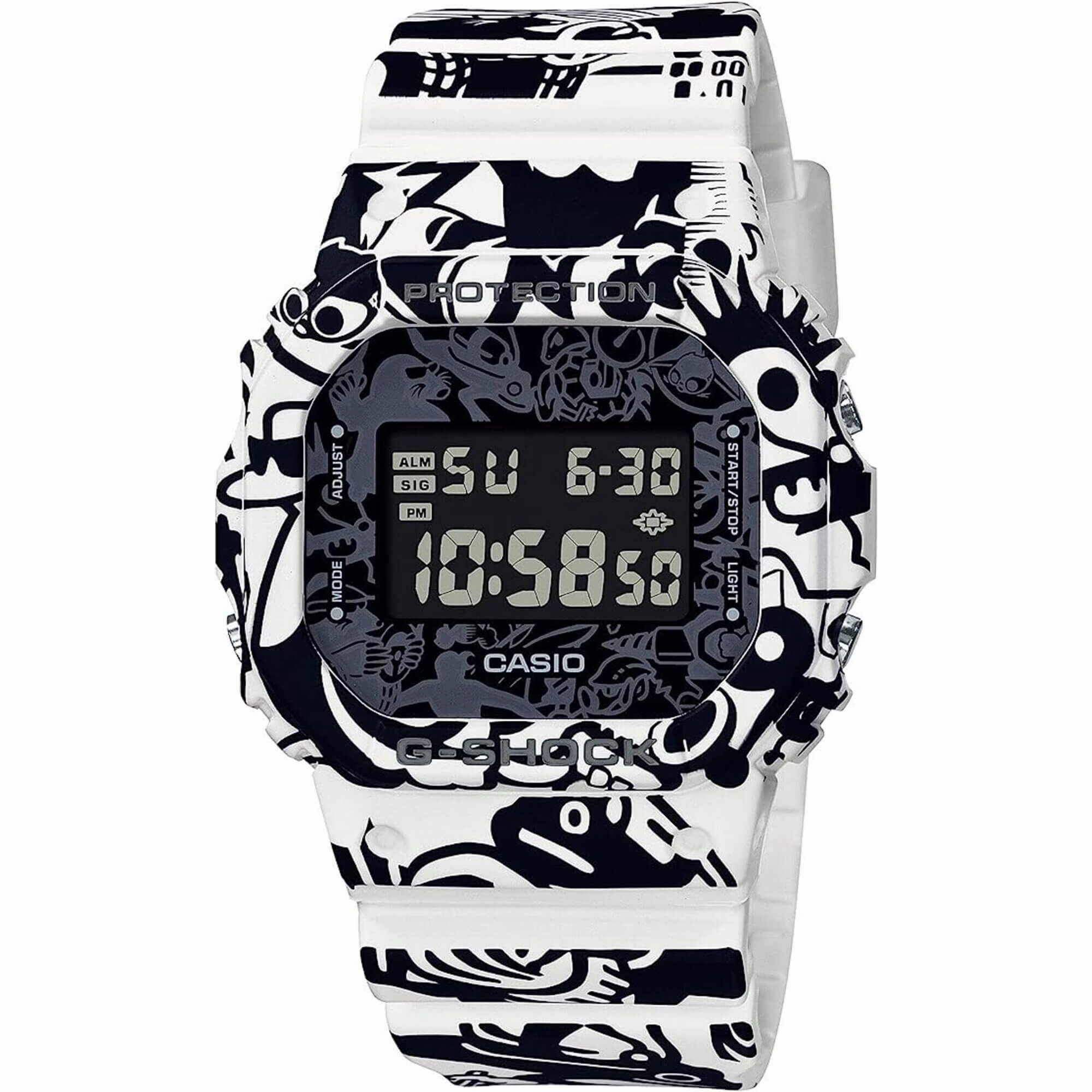 Casio Men's Digital Watch - G-Shock G-Universe Black and White Strap | DW-5600GU-7CR