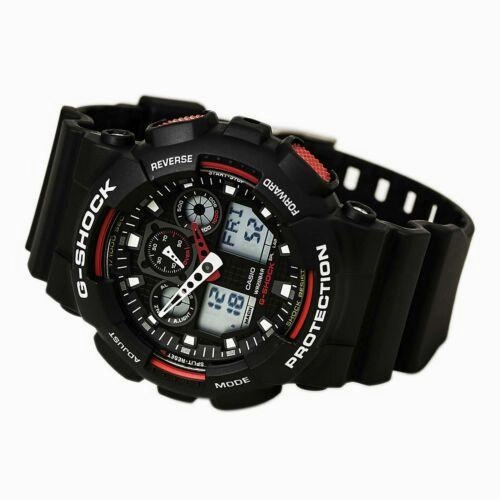 Casio Men's Dive Watch - G-Shock Anti-Magnetic Ana-Digi Dial Resin Strap | GA100-1A4