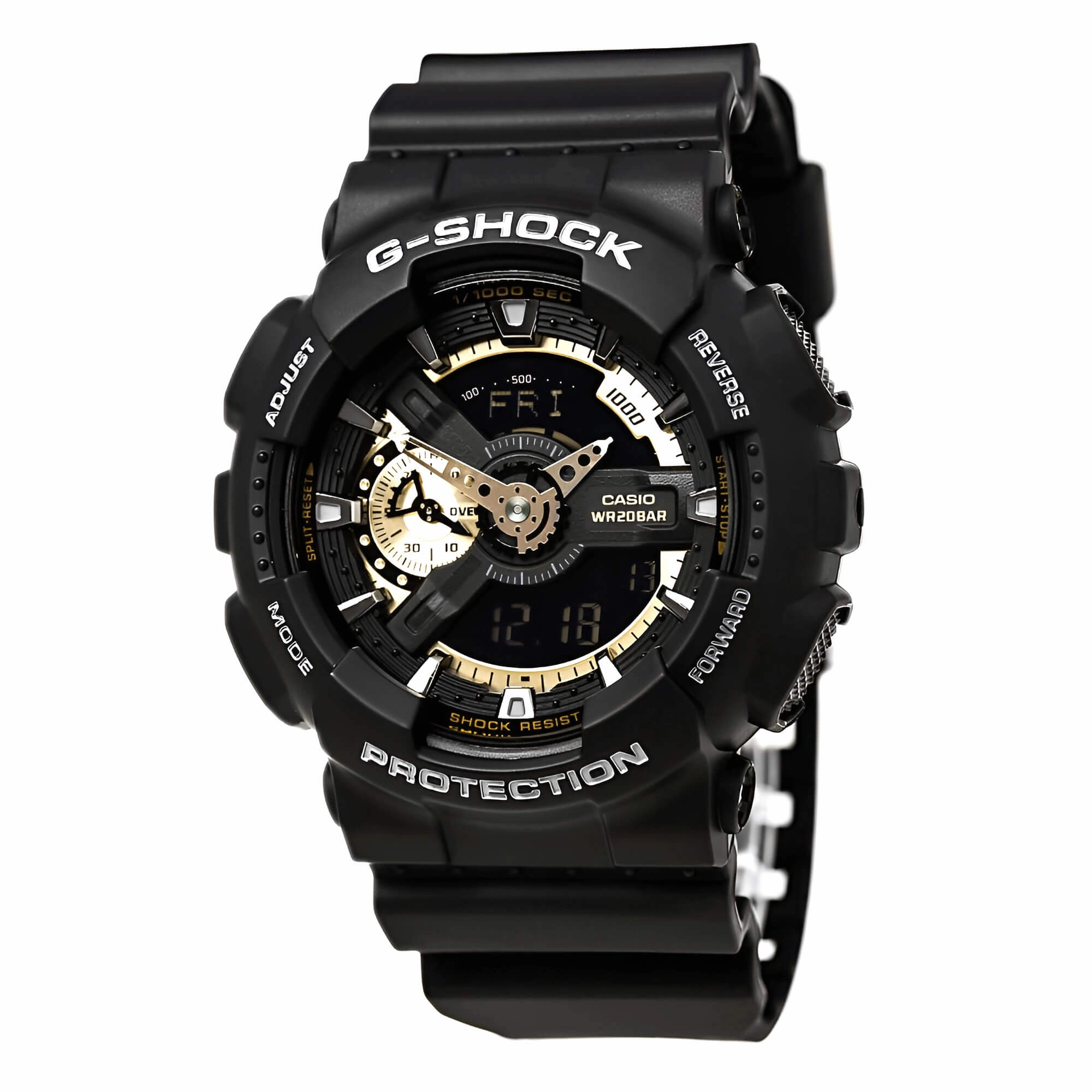 Casio Men's G-Shock Alarm Analog & Digital Black Dial Quartz Black Resin Strap Dive Watch | GA110RG-1