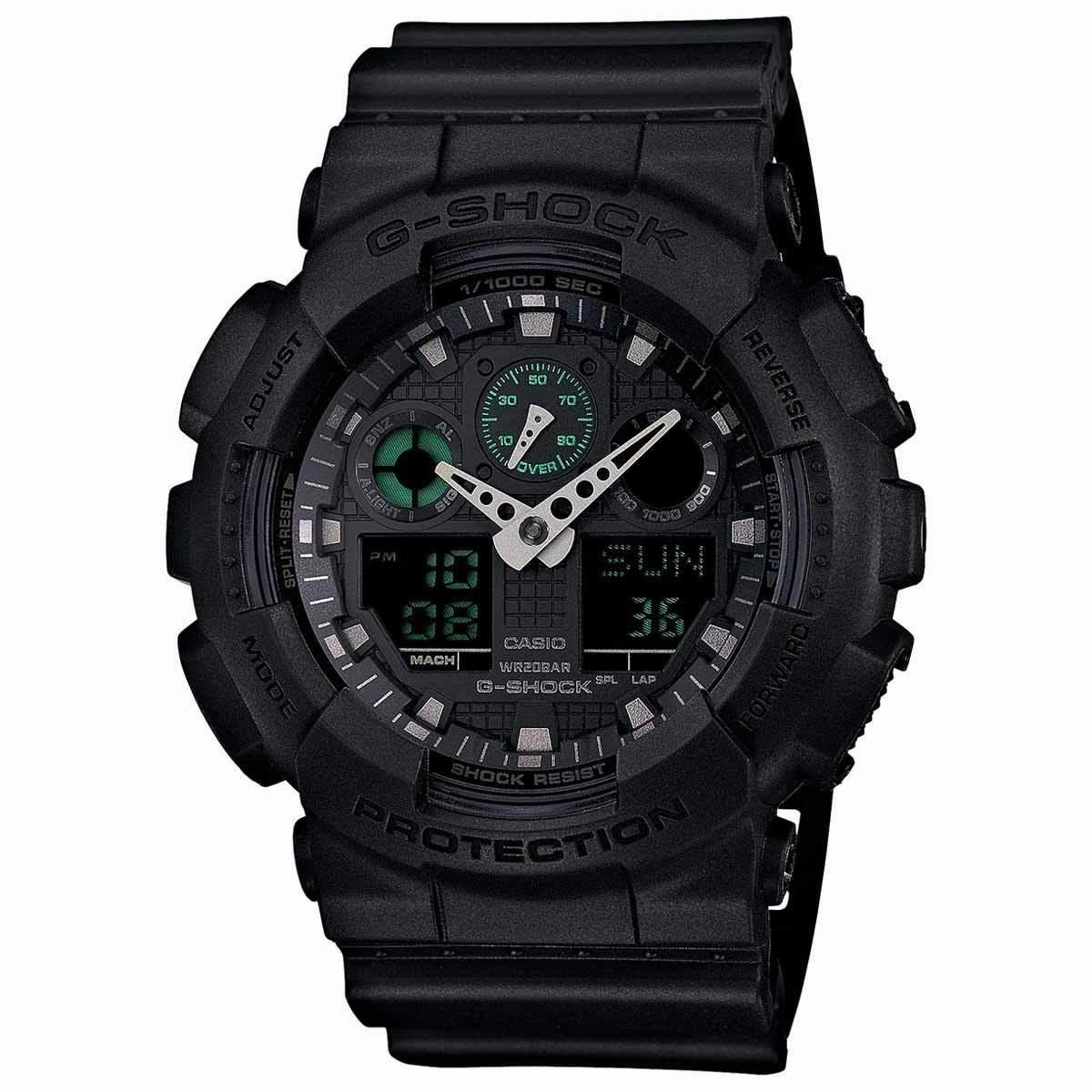 Casio Men's G-Shock Quartz Black Resin Watch | GA100MB-1A
