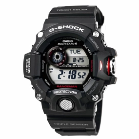 Casio Men's G-Shock Rangeman Tough Solar Black Resin Strap Digital Grey Dial Dive Watch | GW9400-1
