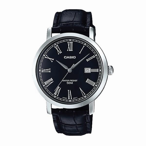 Casio Men's Standard Analog Black Leather Strap Watch MTPE149L-1B MTP-E149L-1B