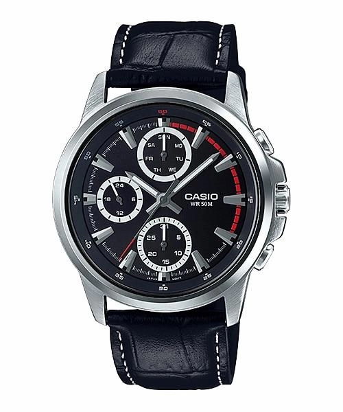 Casio Men's Standard Analog Black Leather Strap Watch MTPE317L-1A MTP-E317L-1A