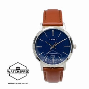 Casio Men's Standard Analog Brown Leather Strap Watch MTPE145L-2A MTP-E145L-2A