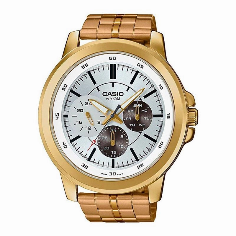 Casio Men's Standard Analog Gold Ion Plated Stainless Steel Band Watch MTPX300G-7E MTP-X300G-7E