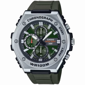 Casio Men's Watch - Chronograph Quartz Green Dial Black Resin Strap | MWA300H-3A