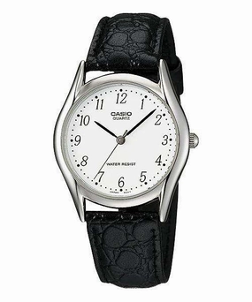 Casio MTP-1094E-7BDF Black Leather Strap Watch for Men