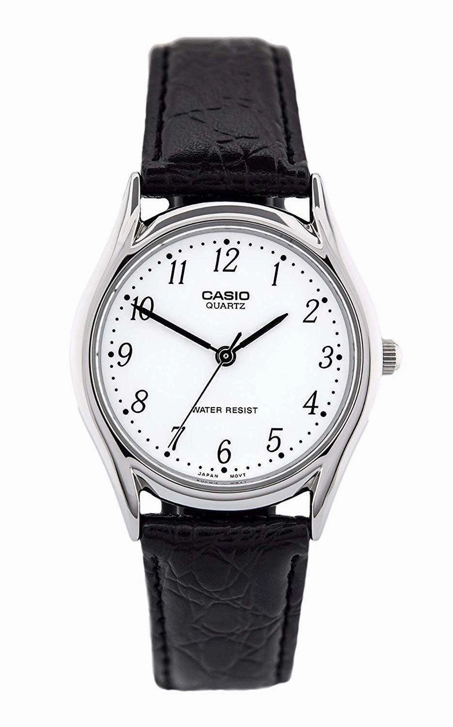 Casio MTP-1094E-7BDF Black Leather Strap Watch for Men