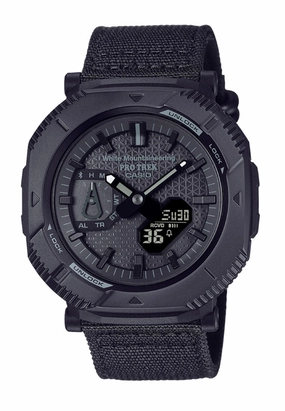 Casio Protek PRJ-B001WM-1DR Digital Analog Nylon Strap Solar Watch for Men