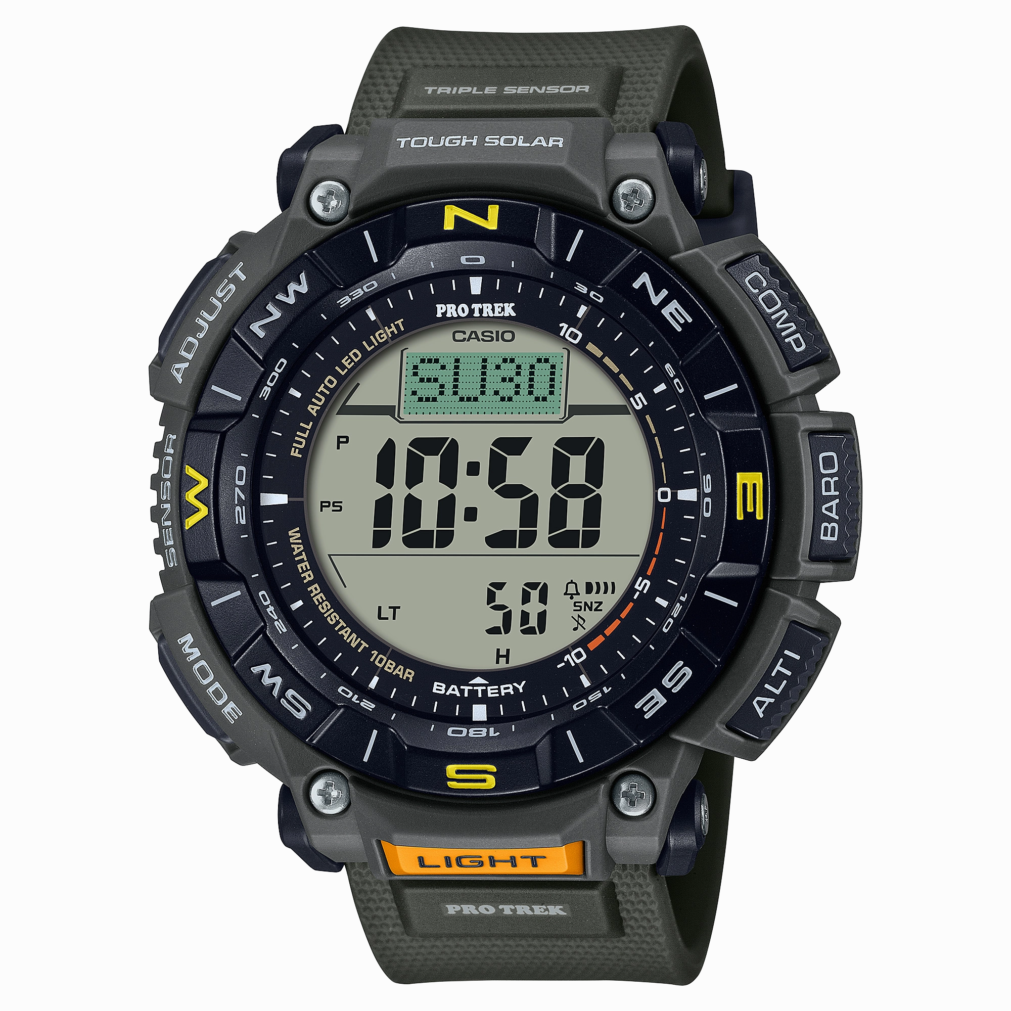 Casio Protrek Digital Solar Green Resin Band Watch PRG340-3D