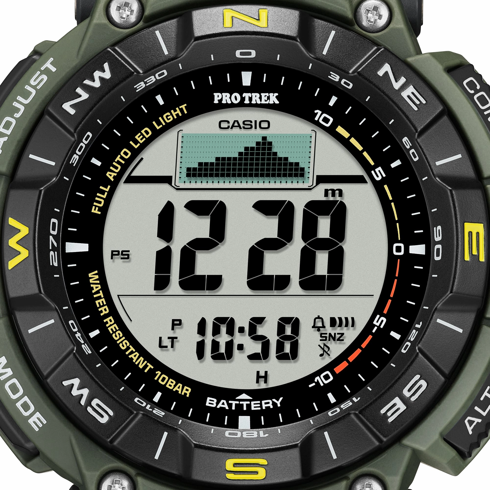 Casio Protrek Digital Solar Green Resin Band Watch PRG340-3D