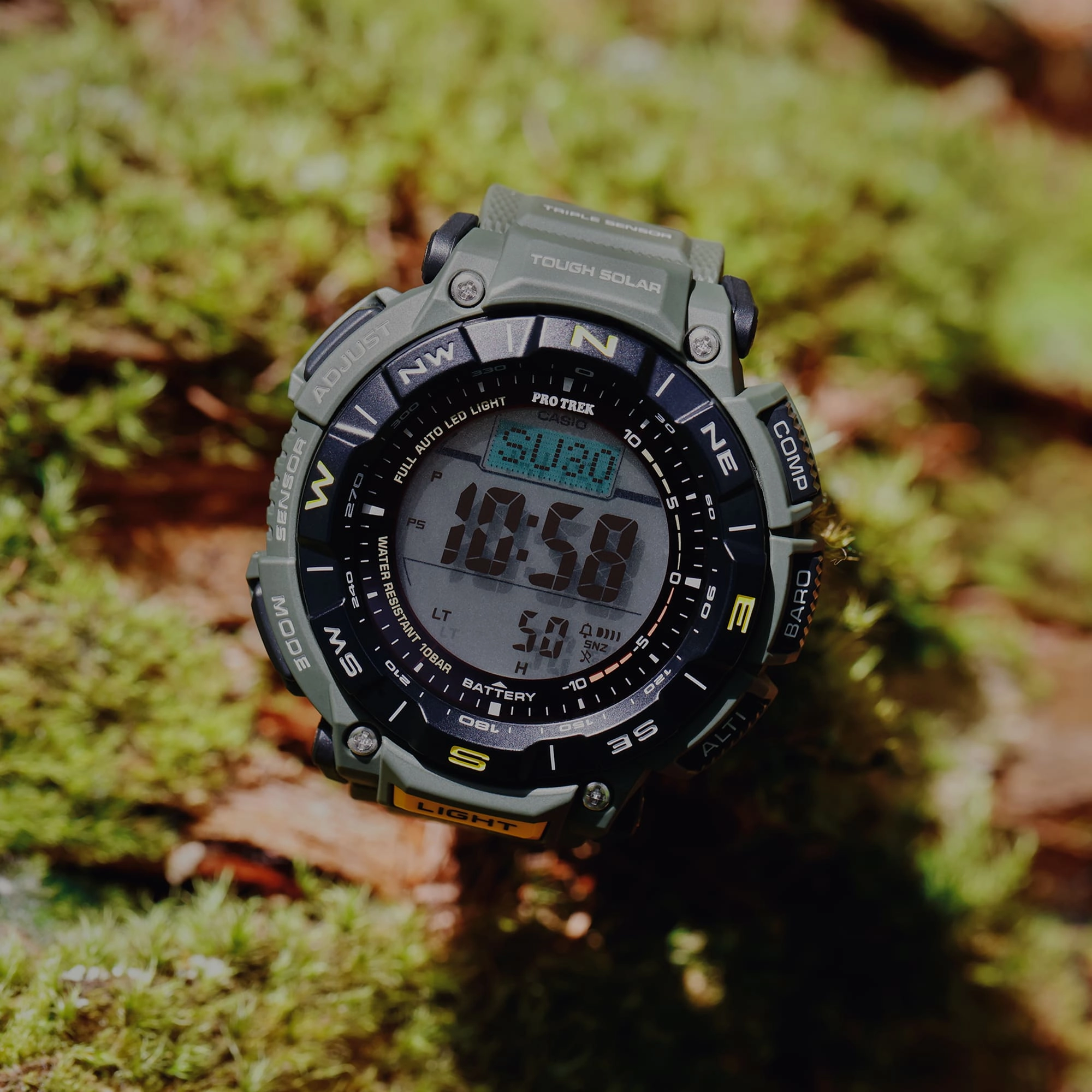 Casio Protrek Digital Solar Green Resin Band Watch PRG340-3D
