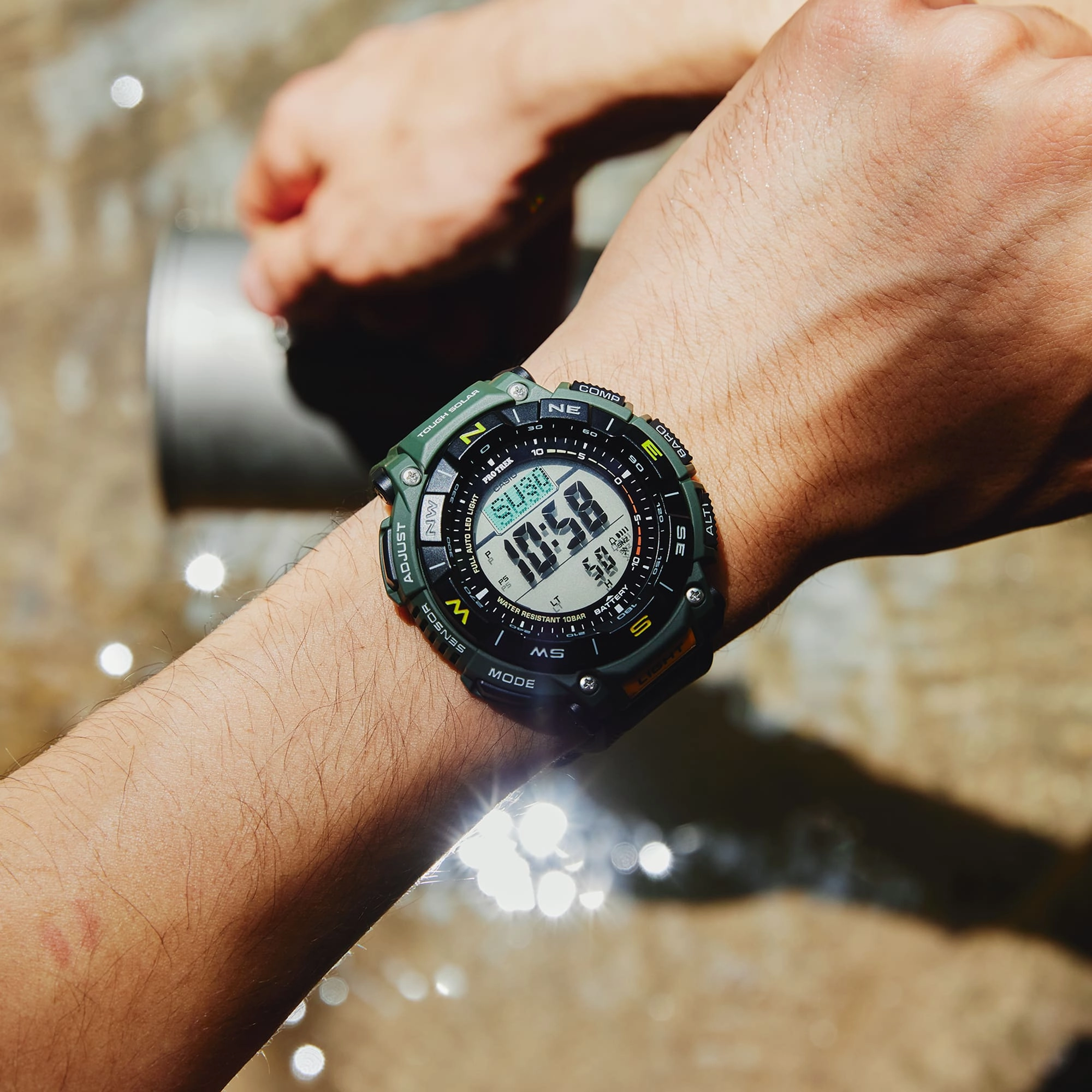 Casio Protrek Digital Solar Green Resin Band Watch PRG340-3D