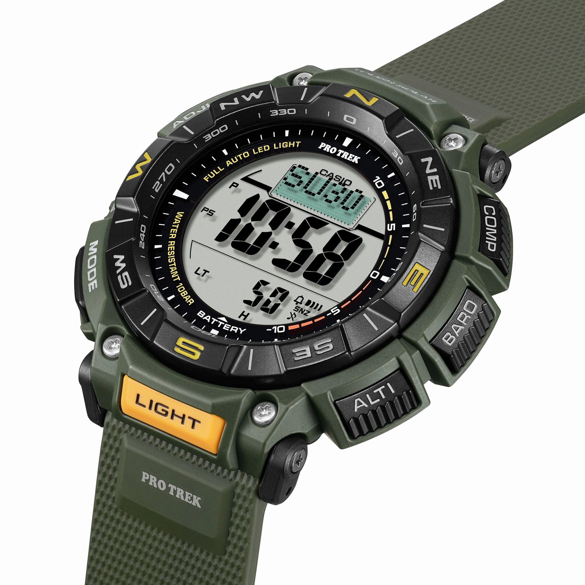 Casio Protrek Digital Solar Green Resin Band Watch PRG340-3D