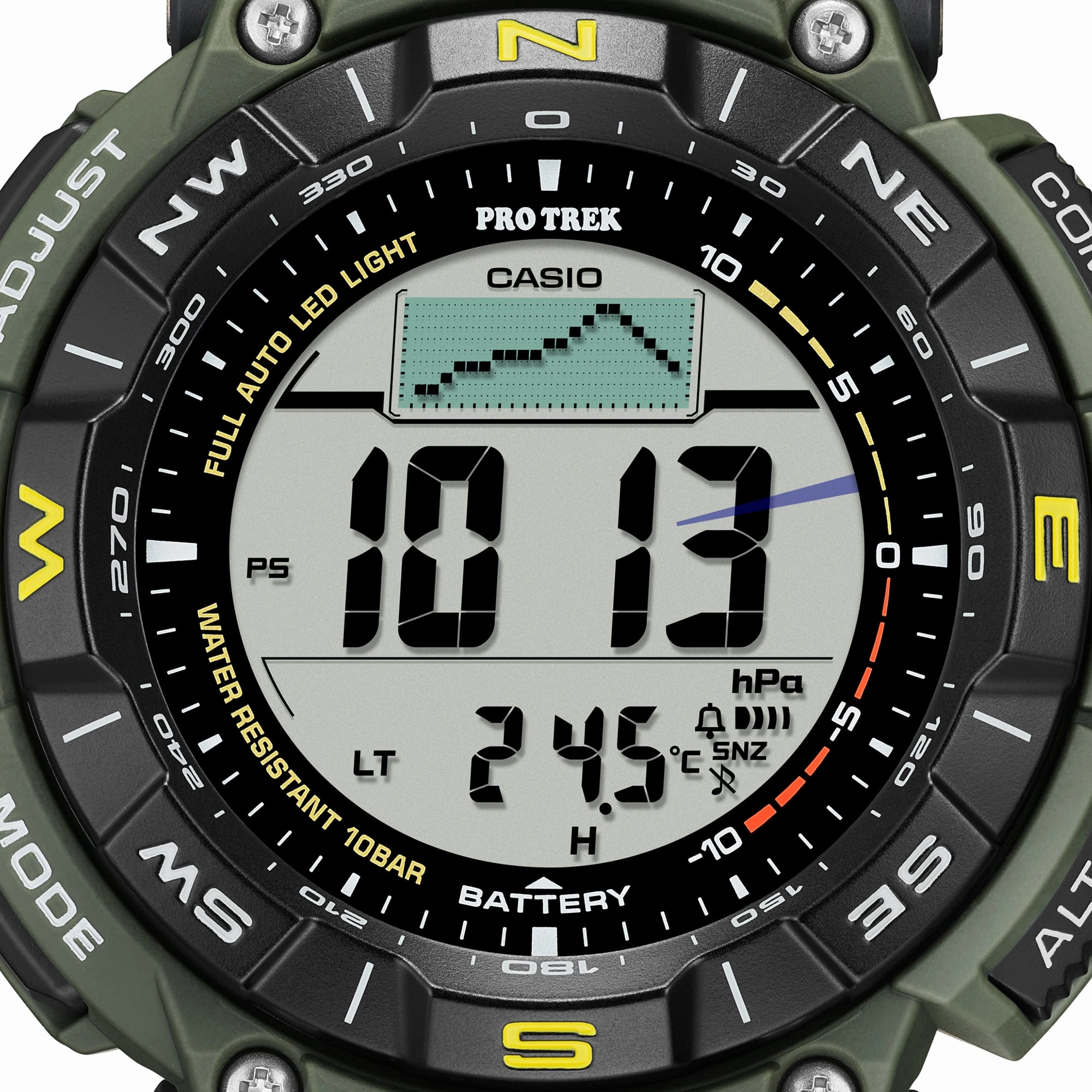 Casio Protrek Digital Solar Green Resin Band Watch PRG340-3D