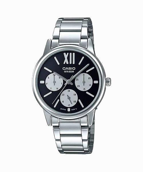 Casio Standard Analog Ladies' Stainless Steel Band Watch LTPE312D-1B