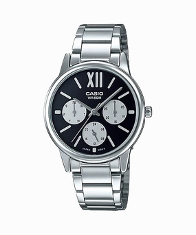 Casio Standard Analog Ladies' Stainless Steel Band Watch LTPE312D-1B