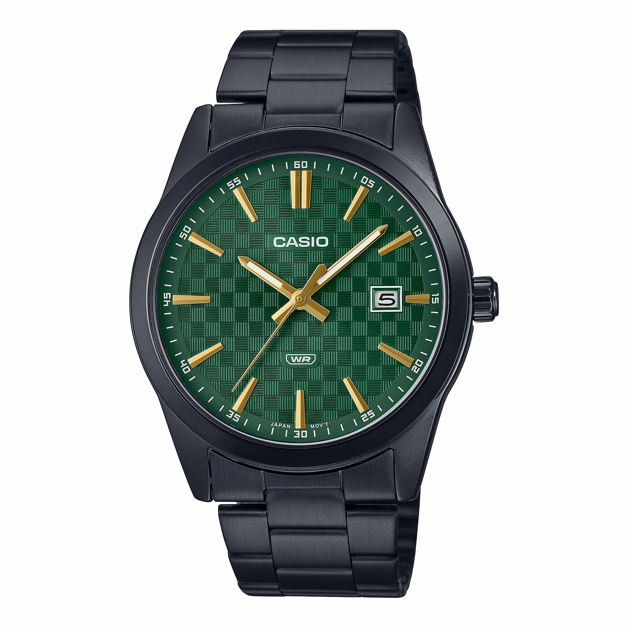 Casio Standard Black Stainless Steel Green Dial Watch MTPVD03B-3A